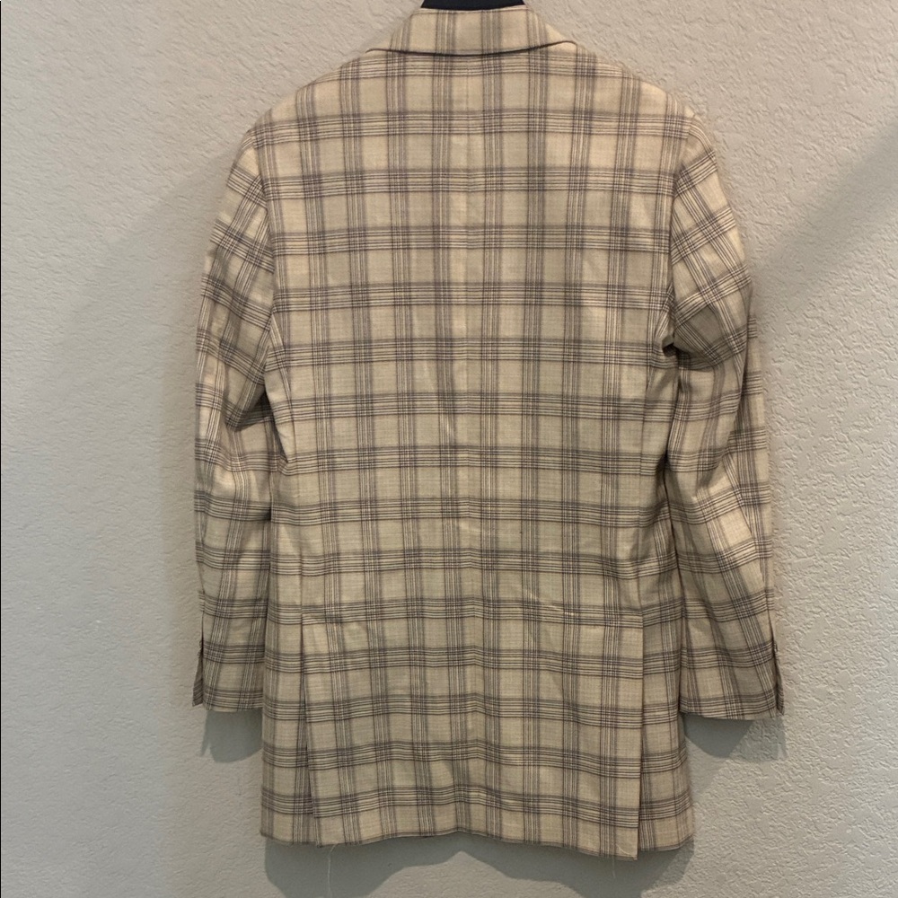 Murano Cream & Gray Plaid Men's Sport Coat - Picture 4 of 7